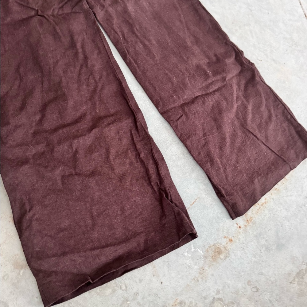 Express Dark Brown Wide Leg Super High Rise Linen Blend Pants Size XS - Picture 2 of 11
